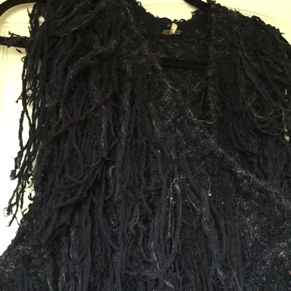 free people RARE a vintage shag vest s 0 2 blue small - Picture 3 of 3